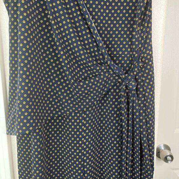 Michael Michael Kors Jumpsuit Large Navy and Gold Geo Print Side-Tie Wide Leg L - Picture 3 of 14